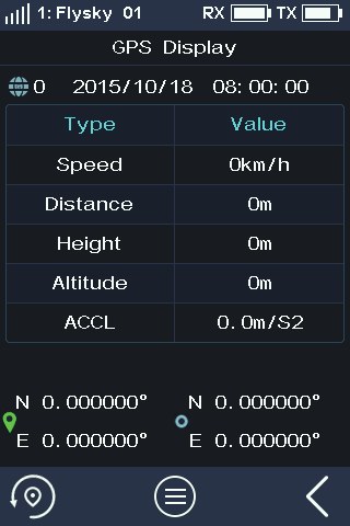 GPS display listing speed, distance, height, altitude and acceleration.