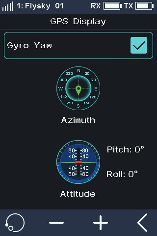 GPS display with the gyro yaw azimuth and attitude readouts.
