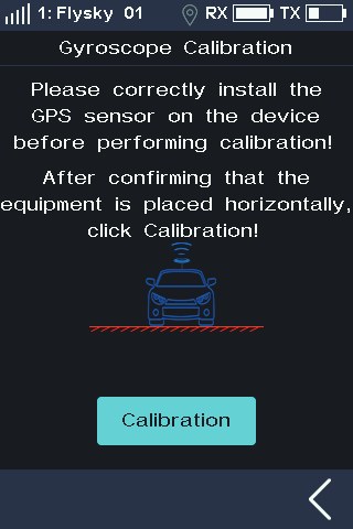 Gyroscope calibration screen.