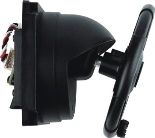The gimbal from the side, showing its leads.
