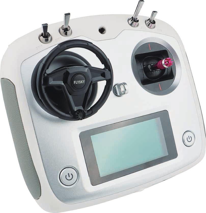 An FS-i6S fitted with the steering wheel gimbal.