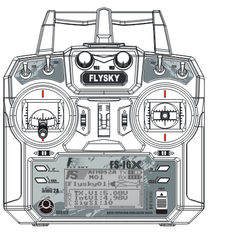 Front of the FS-i6X with the knobs and switches numbered 5 to 10.