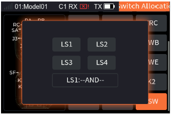 The Switch Allocation interface with the LSW pop-up: LSW1 to LSW4