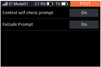 POST with Control self check prompt On and FailsafePrompt On