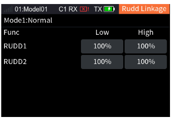Rudd Linkage with RUDD1 and RUDD2, Low and High 100%