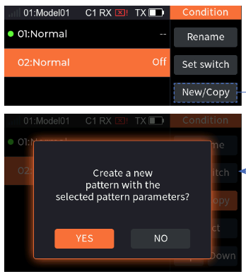Condition with 02:Normal, Off and the Set switch button, and the Switch Allocation interface