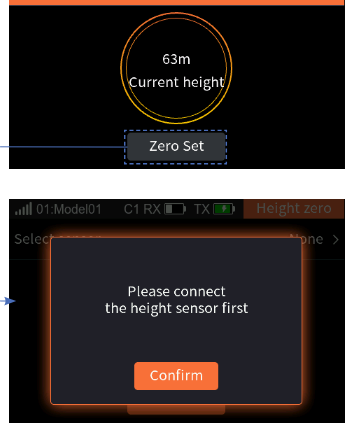 Height zero with Select sensor and Zero Set, and the sensor list