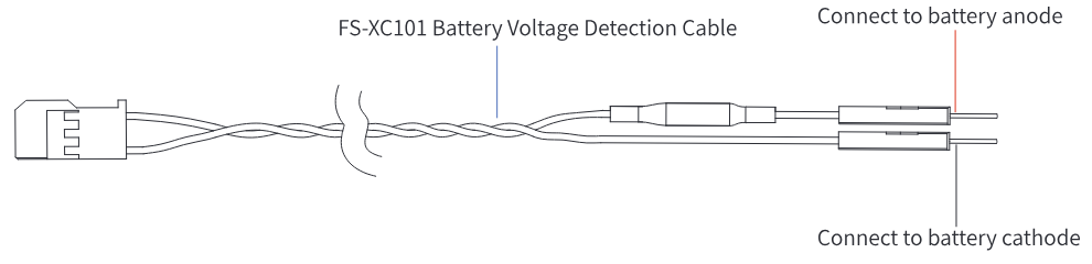 The FS-XC101 battery voltage detection cable with its leads to the battery anode and cathode