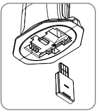 The FS-RM005 RF module being inserted into the transmitter base