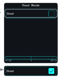Boat Mode screen with the Boat check box unchecked and checked