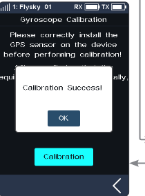 The "Calibration Success!" pop-up