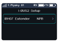 i-BUS2 Setup screen listing iBH07 Extender NPB