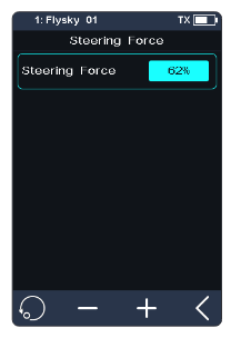 Steering Force screen with Steering Force 62%