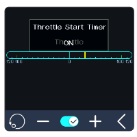 Throttle Start Timer screen with the throttle position bar and the on/off icon